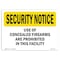 Signmission OSHA Security Sign, 7" Height, 10" Width, Rigid Plastic, Concealed Firearms Prohibited, Landscape OS-SN-P-710-L-11514 - alternate 1